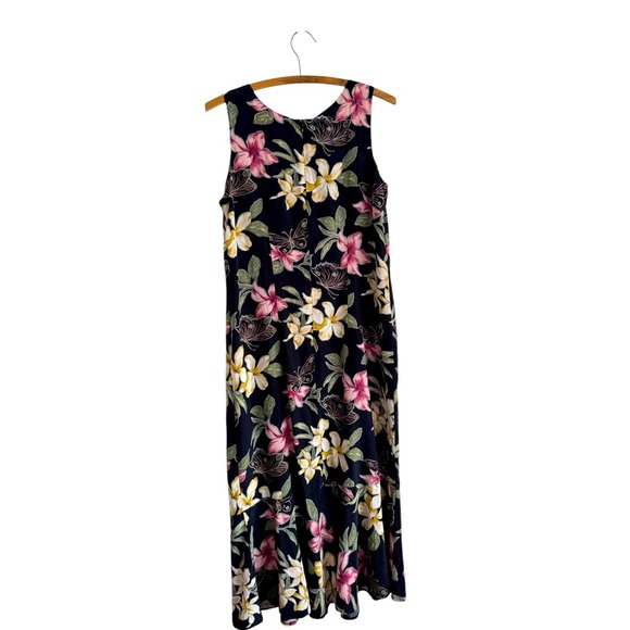 Paradise Originals Silk Tropical Scoop Neck Ruffled A Line Dress Size Medium - Picture 1 of 7